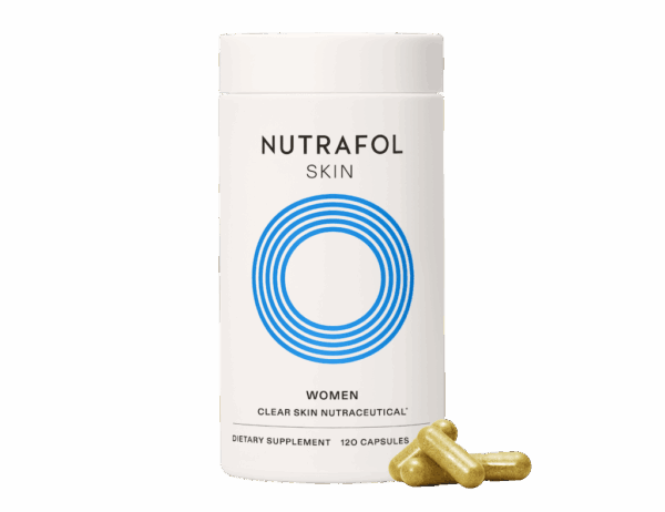 Nutrafol Skin bottle and pills