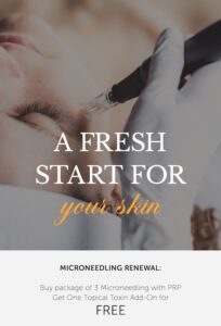 woman getting microneedling with words A Fresh Start For Your Skin