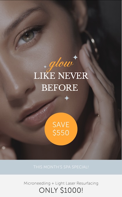 glowing female face with march microneedling specials